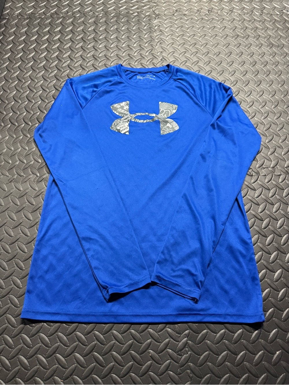 Under Armour HeatGear Blue Long Sleeve Athletic Shirt Youth YXL Loose Fit - Picture 4 of 10